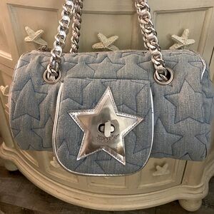 Vintage BETSEY JOHNSON stonewashed denim handbag EUC